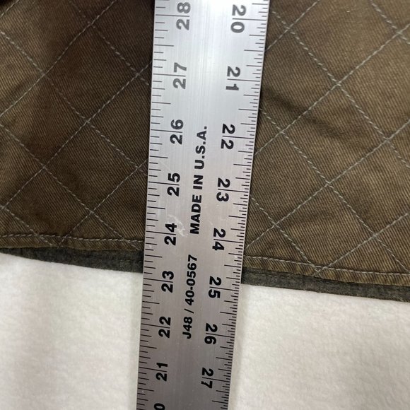 Woolrich Fleece Lined Canvas Quilted Button Vest Size L Saddle Brown Equestrian - Picture 5 of 12